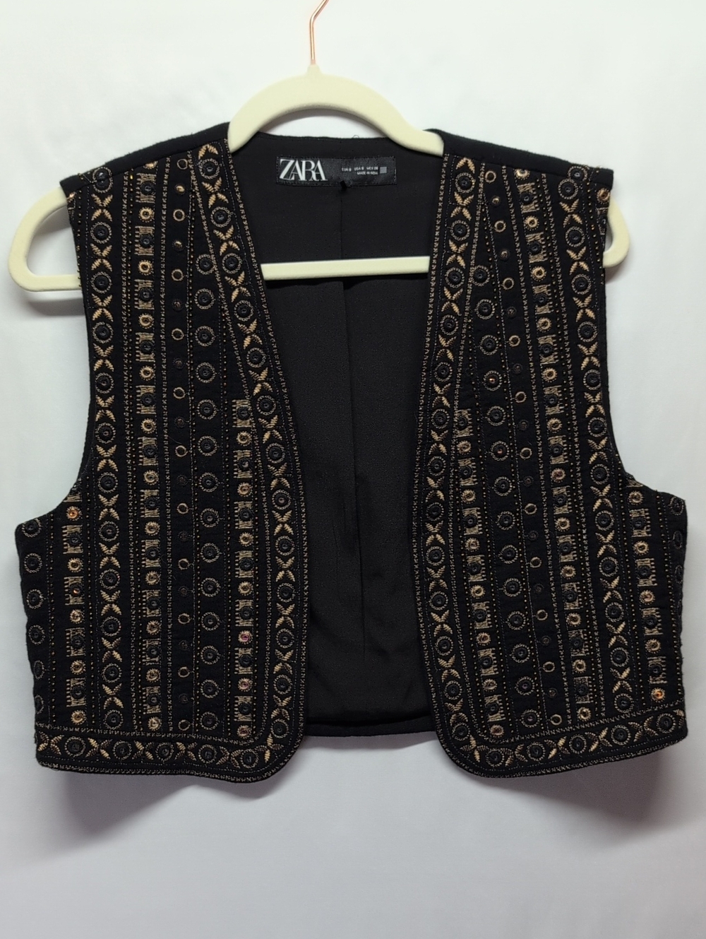 Zara Black Vest with Gold Embellishment - Picture 2 of 6